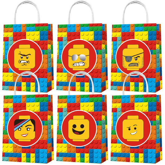 Minamihong Party Favor Bags 12PCS for Building Blocks Gift Goodie Treat Candy Bags for Color Bricks Movie Themed Birthday Party Supplies Decorations