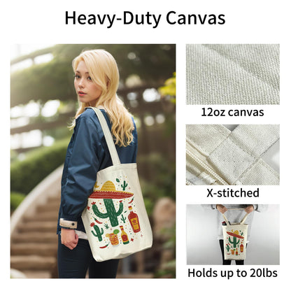 itgowisa Canvas Tote Bag for Women, Aesthetic Tote Bag with Zipper Pocket for Grocery Travel Work Gift, Canvas Shopping Bag