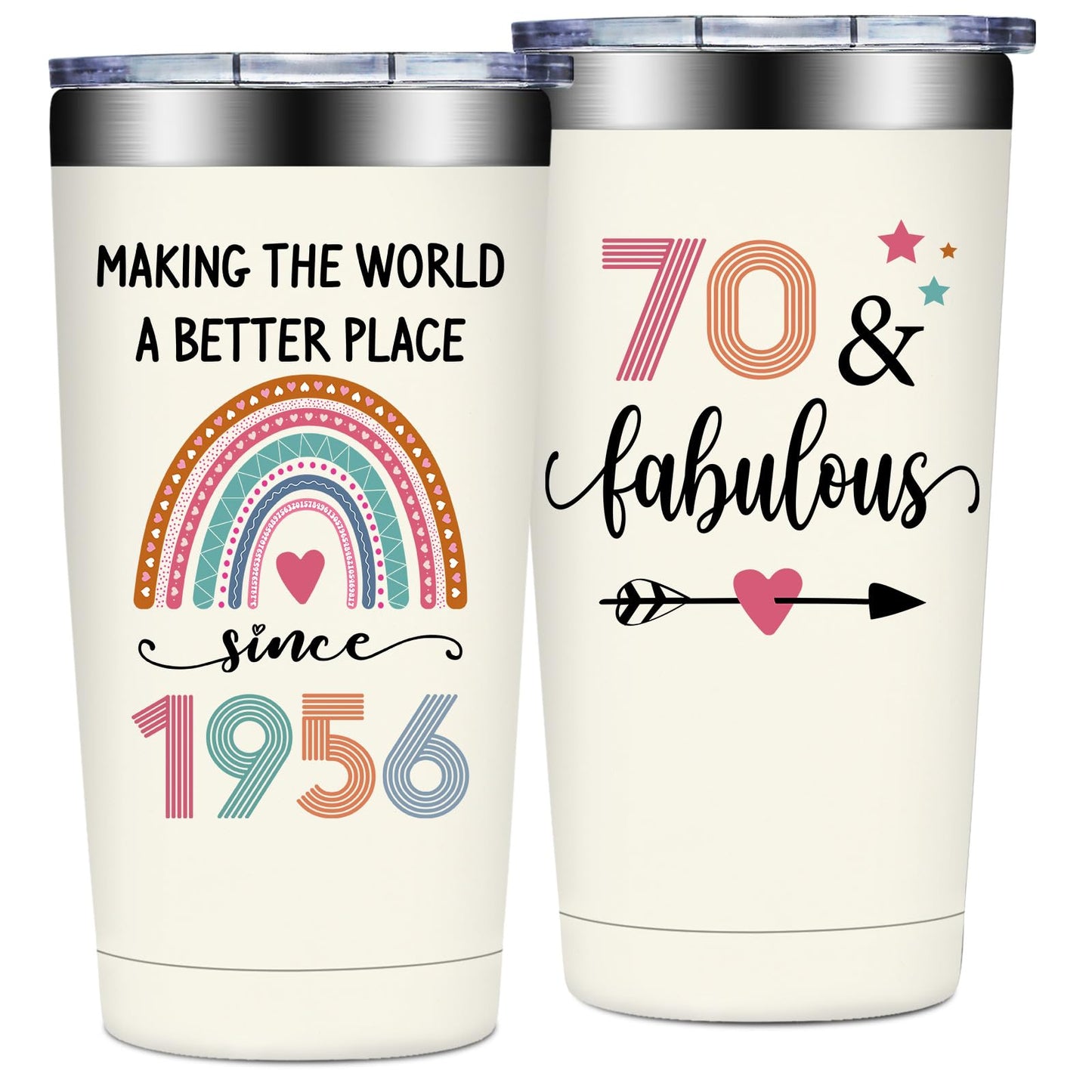 70th Birthday Gifts for Women - 1956 70th Birthday Decorations for Her - Turning 70 Year Old Gifts for Women - 70 Fabulous Tumbler 20 oz