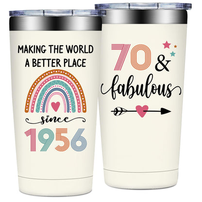 70th Birthday Gifts for Women - 1956 70th Birthday Decorations for Her - Turning 70 Year Old Gifts for Women - 70 Fabulous Tumbler 20 oz