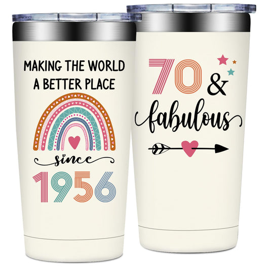 70th Birthday Gifts for Women - 1956 70th Birthday Decorations for Her - Turning 70 Year Old Gifts for Women - 70 Fabulous Tumbler 20 oz
