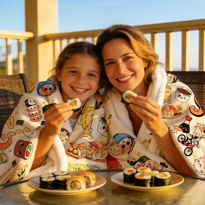 Sushi Blanket Gifts Soft Flannel Sushi Loves Throw Blanket Cute Food Themed Bedding Dceor for Women Girls Kids Adults 50"x40"