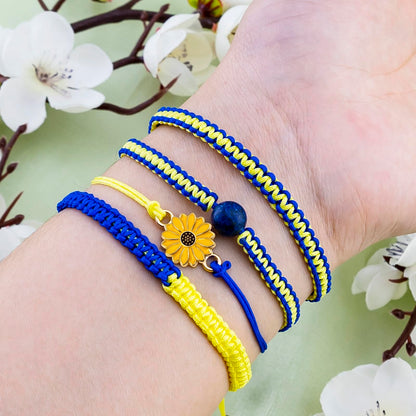 4 PCS Ukraine Keychain Bracelet Ukrainian Keychain Gifts Blue and Yellow Keychains Handmade Bracelets Ukraine Gifts Bracelet for Friend Women