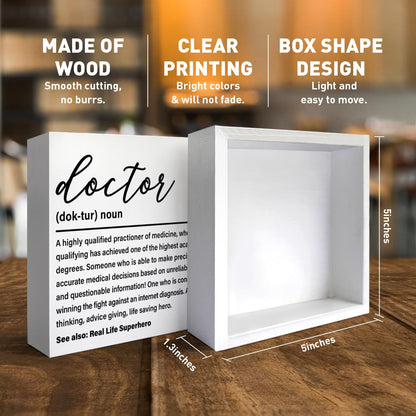 Doctor Gifts for Women Men, Doctor Appreciation Thank You Gifts DR Birthday Christmas Gift Medical School Student Graduation Gifts, Doctor Definition, Medical Office Wooden Box Sign Desk Decor