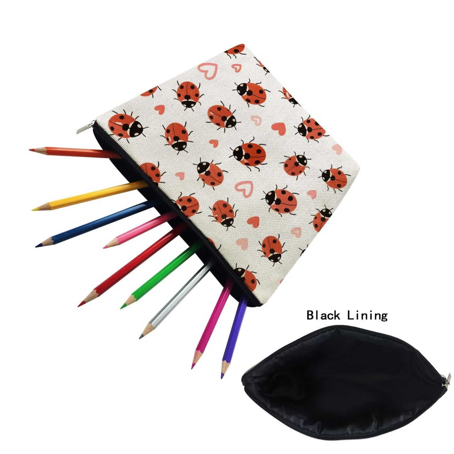Livel lhood Ladybug Makeup Bag Portable Organizer Bag Travel Toiletry Zipper Pouch Love Cosmetic Bag for Women Birthday Gifts