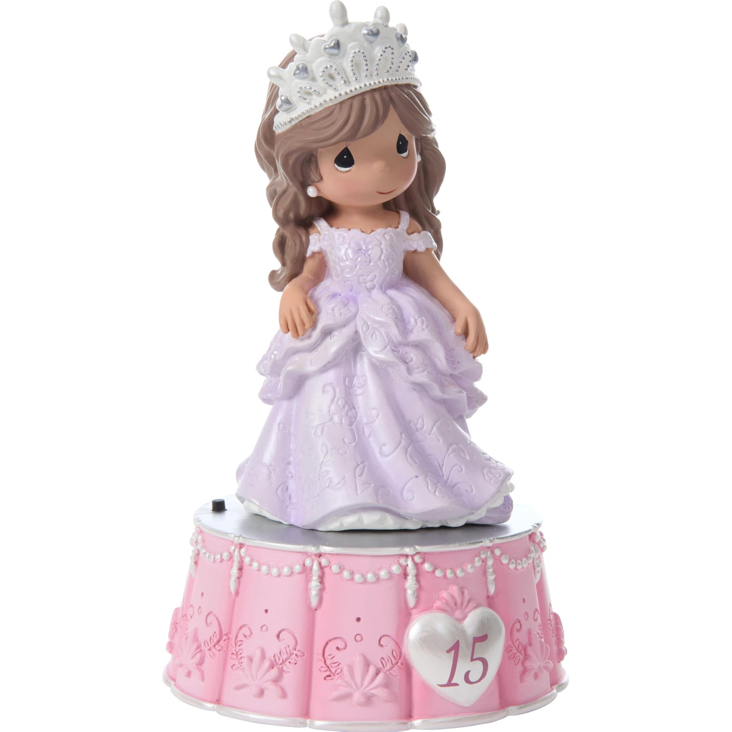 Precious Moments 252104 La Quinceañera Recordable Musical Figurine, 15th Birthday Girl in Lavender Dress with Tiara, Recordable Resin Keepsake Gift for Daughter or Granddaughter