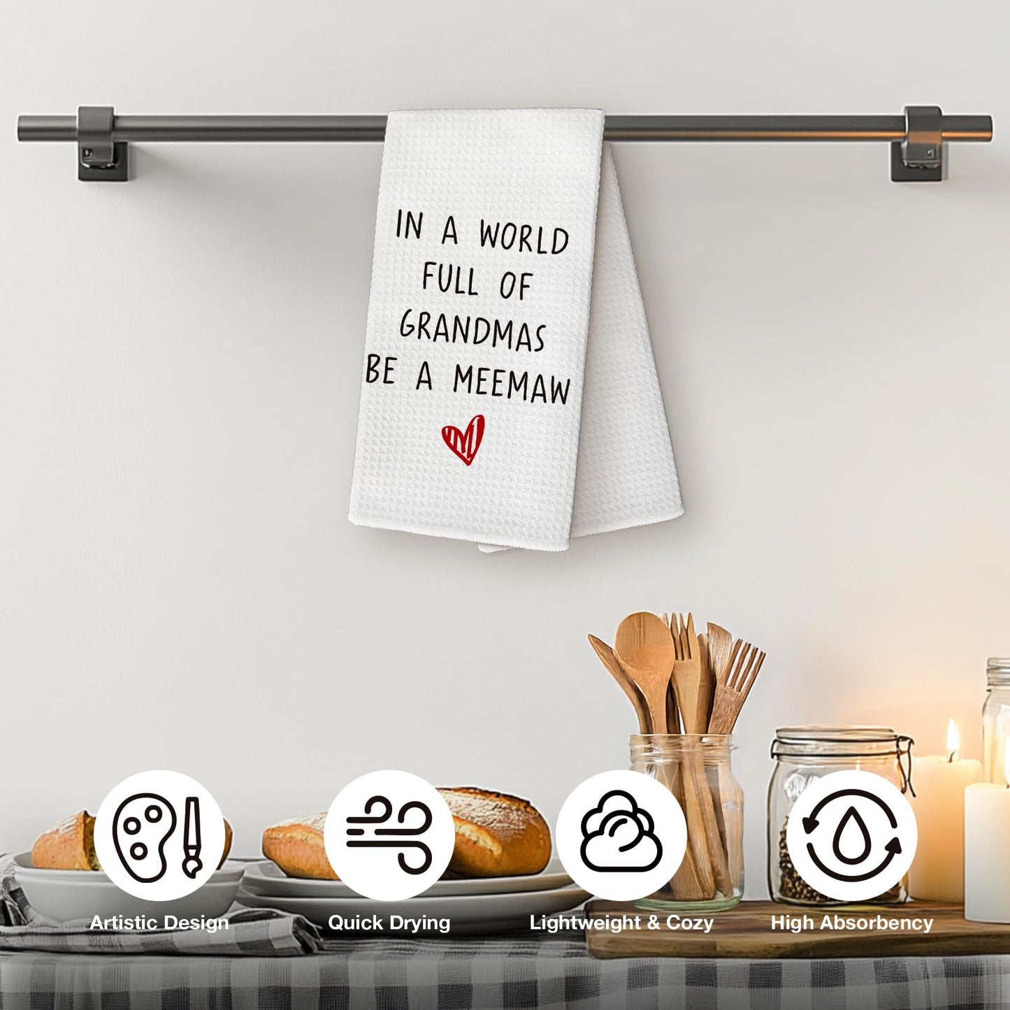 Funny Meemaw Gifts Kitchen Towels, for Grandma, Pregnancy Announcement Gifts for Grandma, in A World Full of Grandmas Be A Meemaw Tea Kitchen Hand Towels 16x24 Inch