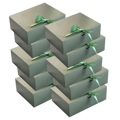 LADY&HOME 10 Pcs Gift Boxes with Lids, Bridesmaid Proposal Box with Ribbon,Paper Boxes for Wedding,Gift Packing,Birthday,Party,Christmas (Sage Green)