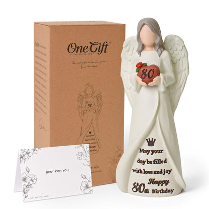 80th Birthday Gifts for Women, Happy 80th Birthday Decorations for Women, Best Gifts for 80 Year Old Woman Moms Grandmother Friends, Elegant Angel Figurine for Home Party Decor