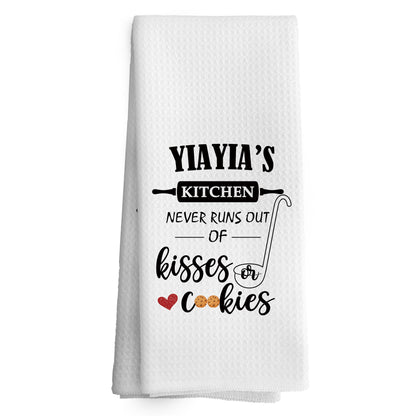 Yiayia Gifts Kitchen Towels, Yiayia Gifts from Grandchildren Dish Towel Dishcloth 16x24 Inches, Grandma Gift from Grandchildren Decorative Absorbent Hand Tea Towels Kitchen Decor