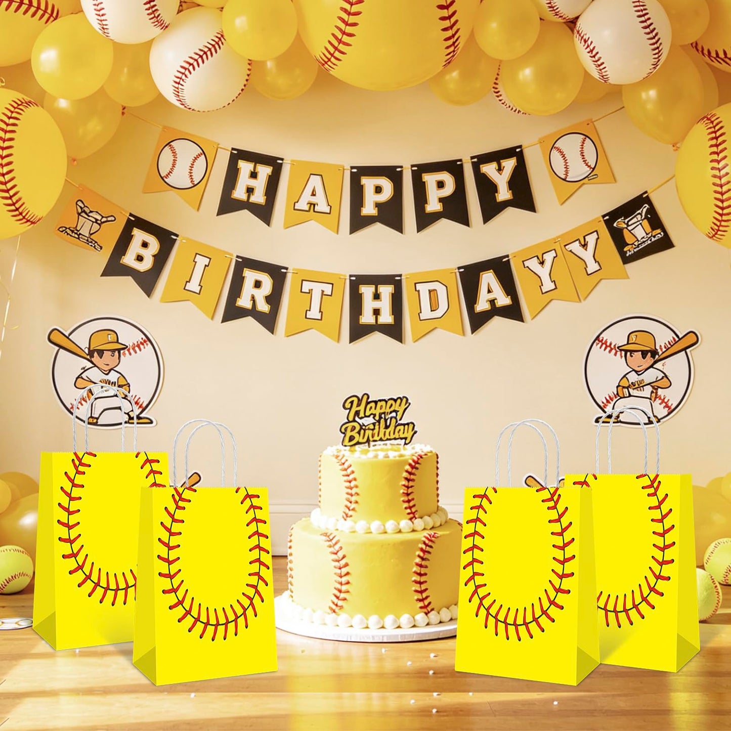 Lusmajoy 12 PCS Softball Gift Bags, Softball Goodie Bags for Softball Birthday Party Supplies, Softball Bag for Kids Treat Bags, Basketball Favor Bags
