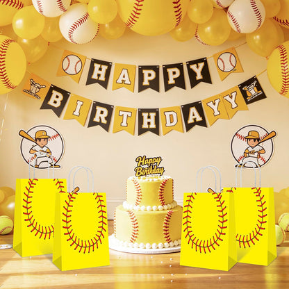Lusmajoy 12 PCS Softball Gift Bags, Softball Goodie Bags for Softball Birthday Party Supplies, Softball Bag for Kids Treat Bags, Basketball Favor Bags