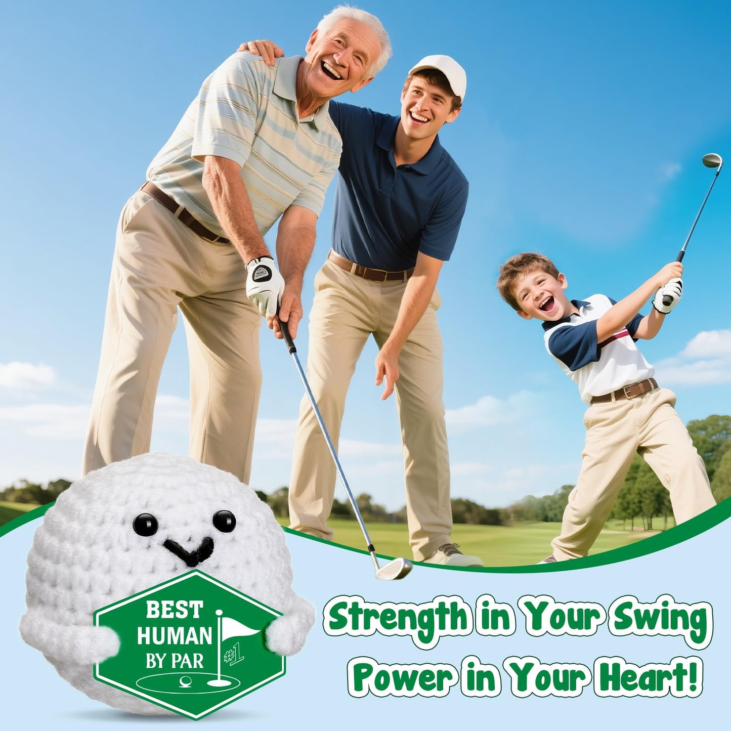 Golf Gifts for Men Fathers – Fathers Day Father's Day Funny Crochet Golf Ball Accessories Birthday Positive Graduation Gift for Him Boys Boyfriend Son Golfers Coworker Male Grandpa Women