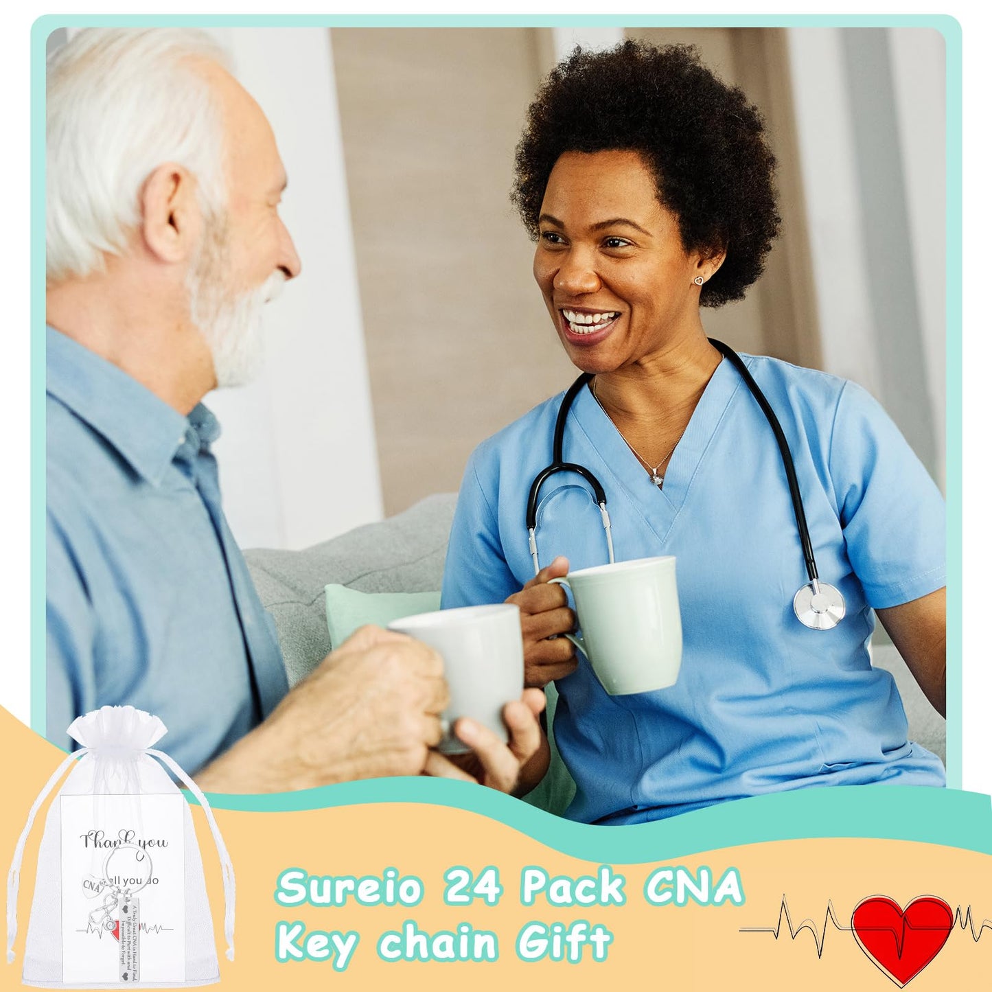 Sureio CNA Week Gift Bulk Appreciation Keychain CNA Accessories for Work Certified Nursing Assistant Graduation Party