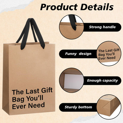 SilTriangle 6 Pcs Classic Funny Gift Bags, Reusable Novelty Gift Bags with Snarky Sayings, 11 x 8 x 4 Inch Funny Wrapping for Men Women Adults Graduation Birthdays Wedding Summer Party Favor