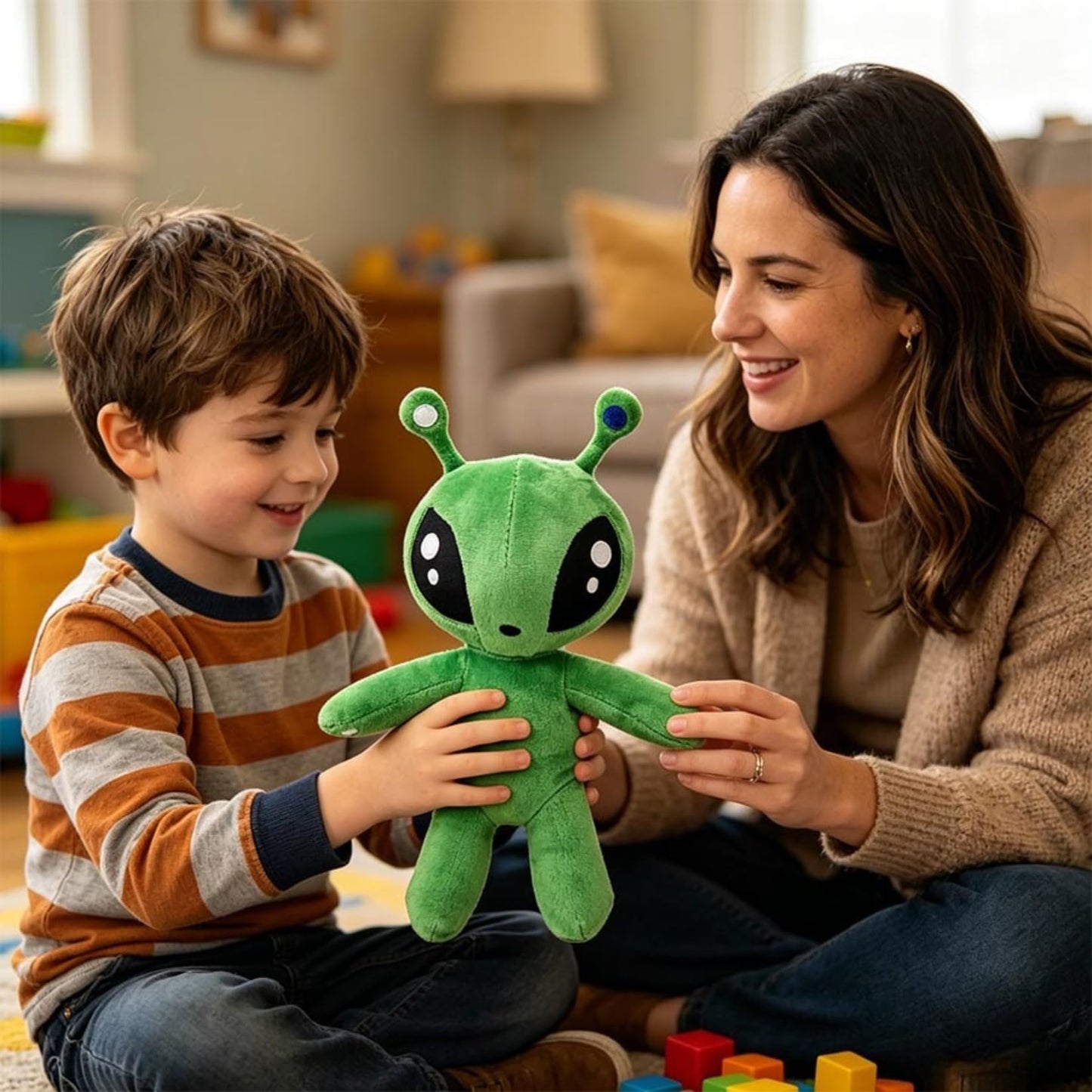 Alien Plush Toy,Green Alien Plush Doll,Soft Alien Creature Pillow for Home Kids’Room Decor,Gift for Animation Fans and Doll Toys