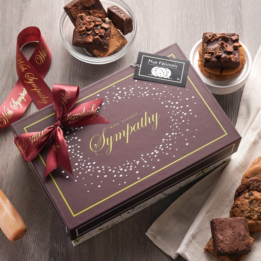 Broadway Basketeers Condolence Sympathy Gift Baskets, Fresh Baked Assorted Brownies & Cookies Gift Box, Individually Wrapped Desserts Care Package for Condolences, Memorial, Remembrance