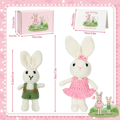 Big Sister Crochet Gifts for Girls, Big Sister Little Brother Doll Gift Set to Celebrate Little Girls Promoted to Sister, Gifts for Older Siblings of New Baby
