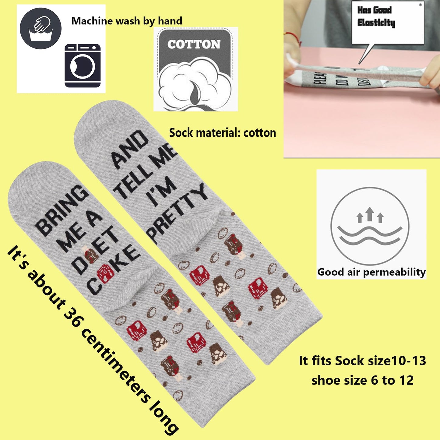 TSOTMO Drinking Gift Drinks Merch Novelty Socks Soda Gift for Soda Drinker Drinks Lovers Caffeine Free
