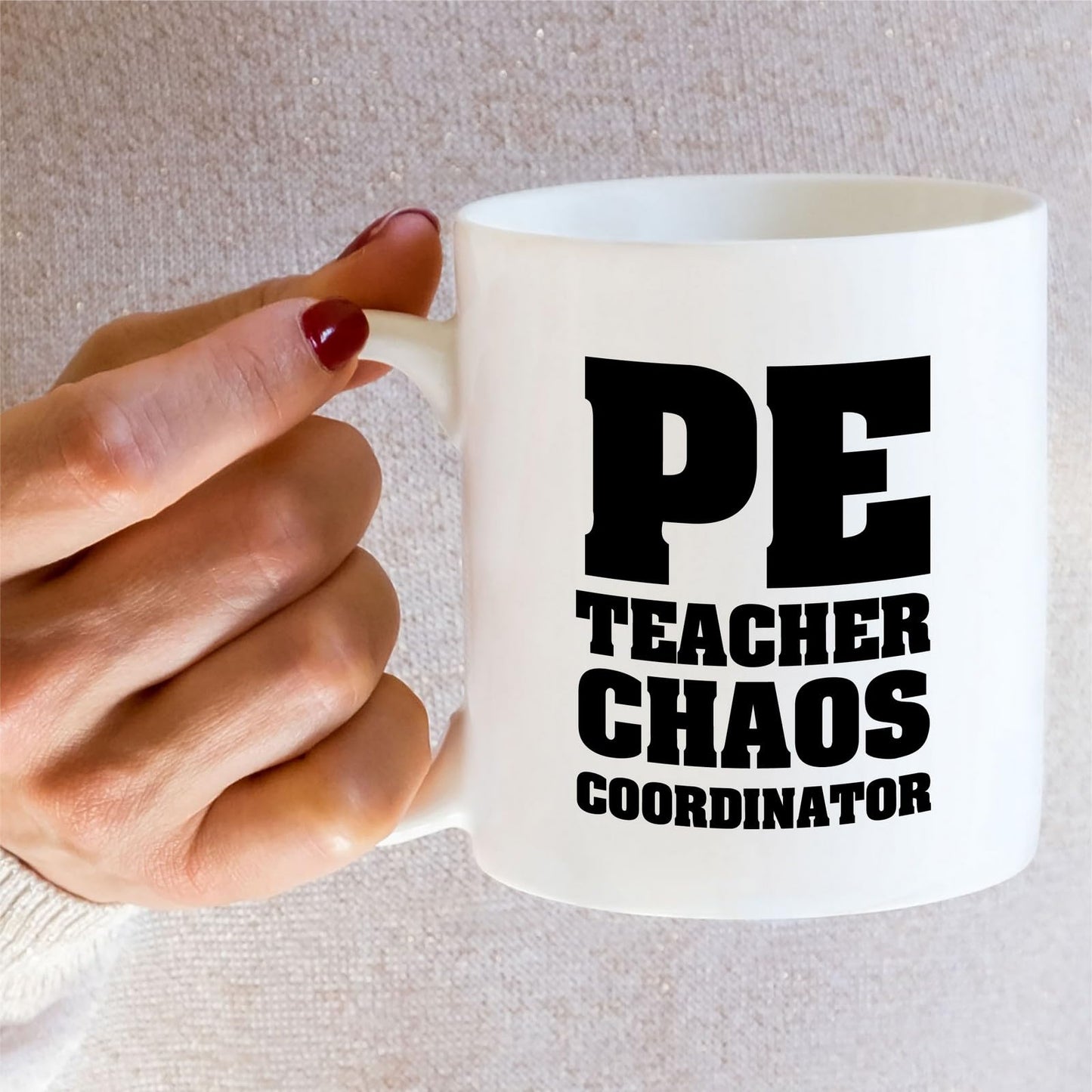 Retreez Funny PE Teacher Mug - PE Teacher Chaos Coordinator - 11 Oz Ceramic Coffee Or Tea Cup - Hilarious Gift for Physical Education Teachers - Ideal for Appreciation, Birthday and Energizing Break