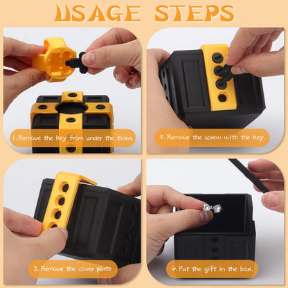 annoying kids Christmas gifts funny gift box for money and card holder.large gag prank case with screws. (black and gold)