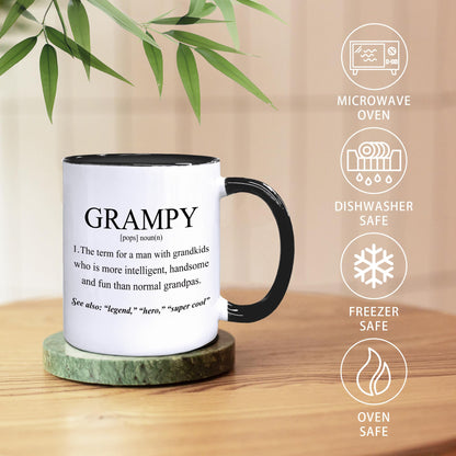 Grampy Coffee Mugs, Grandpa Coffee Teacup, Fathers Day Christmas Birthday Gifts for Grampys, Grandpa Grampys Gifts from Grandkids Grandchildren, Grampy Definition Ceramic CoffeeMug 11oz