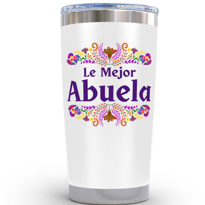 KLUBI Abuela Gifts - Le Mejor Abuela Coffee Cup 20oz Stainless Steel Tumbler, Regalos Para Abuela, Abuela Birthday Gifts, Abuela Cup, Gifts for Abuela, Spanish Grandma