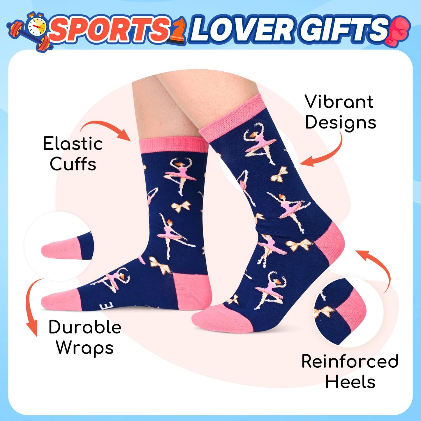 HAPPYPOP Sports Socks for Men Women - Weight Lifter Runner Hunter Dancer Climber Gifts