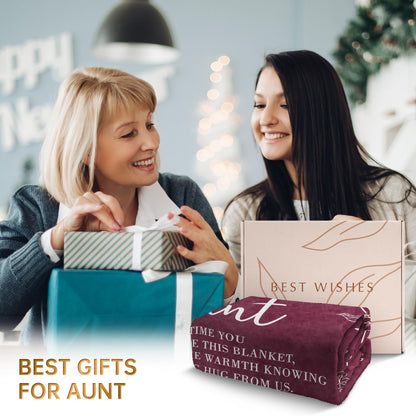 GiltGlimmer Aunt Gifts, Aunt Birthday Gifts, Auntie Gift Ideas, Gifts for Aunts from Niece Nephew, to My Aunts Throw Blanket 50" x 60", Burgundy