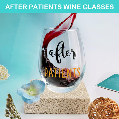 Before Patients After Patients Gift Set, 13 oz Coffee Mug and 19 oz Stemless Wine Glass for Dentists, Doctors, Nurse, Hygienists,Assistants, Physician, Nurses' week Graduation Birthday Gifts for Women
