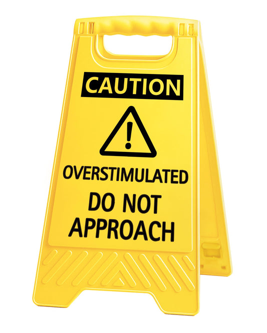 Caution Overstimulated Do Not Approach Office Decor, Funny Desk Sign for Women Coworkers, 2026 Graduation Gag Gifts for Fathers Day, Sarcastic Desk Accessories, Phone Holder with Mirror