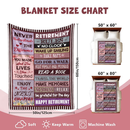 Retirement Gift for Woman - Retirement Gifts for Women Men 2026 - Happy Retirement Gifts for Women Mom Teacher Nurse Coworker Retirees - Happy Retirement Party Decorations - Retirement Blanket 50"X60"