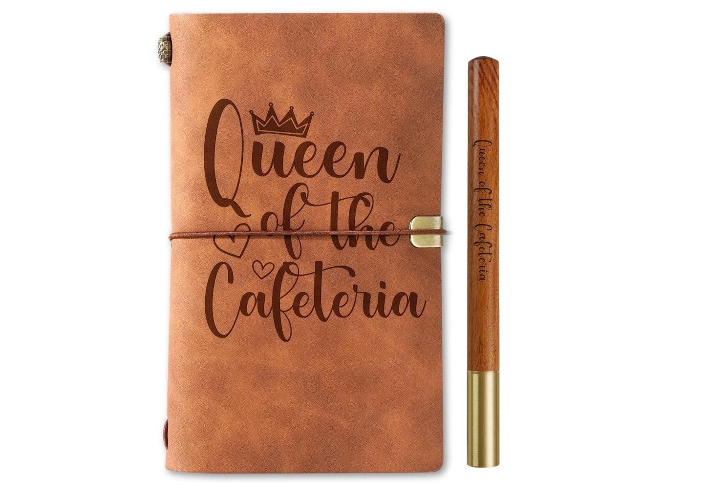 InnoBeta Lunch Lady Gifts for Women, Lunch Lady Journal and Pen Vegan Leather Refillable Notebook, Sketchbook, Travel Diary, 7.8x5 Inches