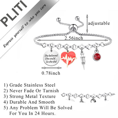 PLITI Phlebotomist Bracelet - Phlebotomy Technician Graduation Gift: 'She Believed She Could So She Did'
