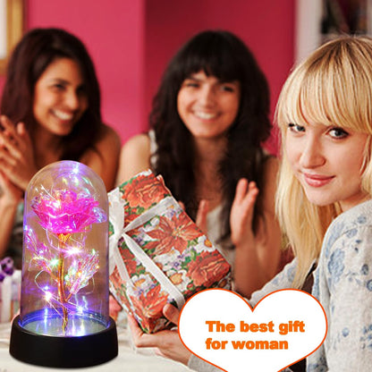 BAOXUE Rose Flower Gifts for Mother's Day Ideas, Mothers Day Flowers Gifts for Mom Wife from Daughter Son Husband,Light Up Rose in Glass Dome, Galaxy Forever Rose Eternas Birthday Gifts for Women