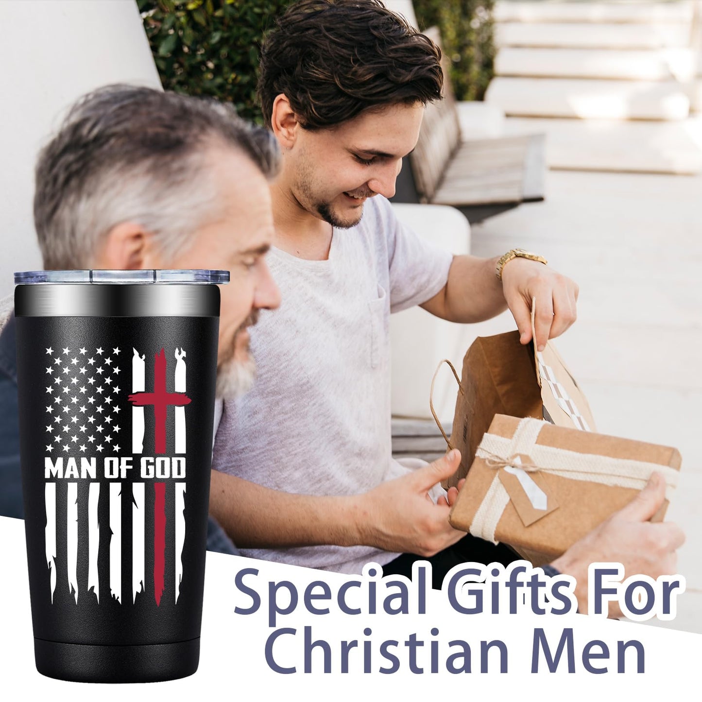 Grifarny Christian Gifts for Men - Catholic Gifts - Religious, Inspirational Scripture, Easter, Baptism Gift for Spiritual Men, Man of God Coffee Tumbler 20 oz