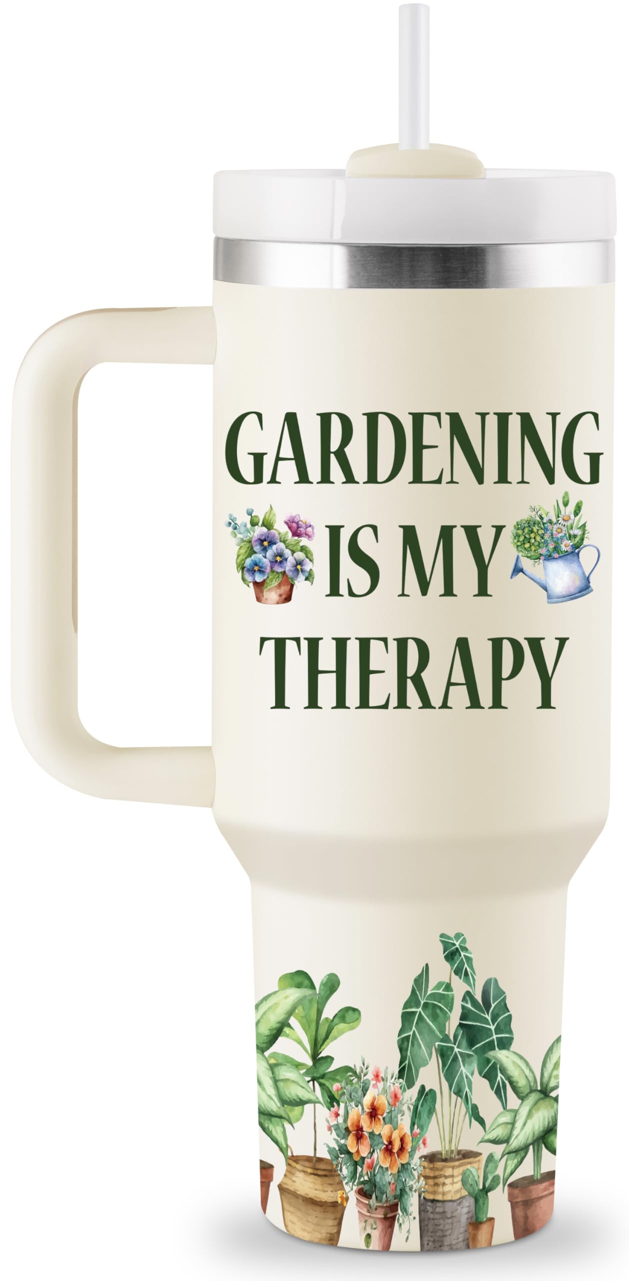 ROSTANTEN Gardening Gifts for Women - Plant Lovers Gifts - Garden Gift Women - Birthday Gardening Gift for Mom, Plant Lady, Gardeners - 40oz Travel Cup Insulated Tumbler with Lid and Straw
