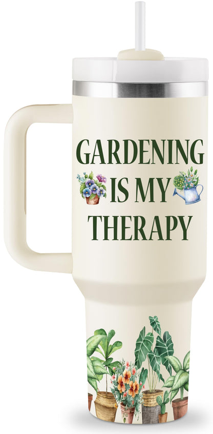 ROSTANTEN Gardening Gifts for Women - Plant Lovers Gifts - Garden Gift Women - Birthday Gardening Gift for Mom, Plant Lady, Gardeners - 40oz Travel Cup Insulated Tumbler with Lid and Straw