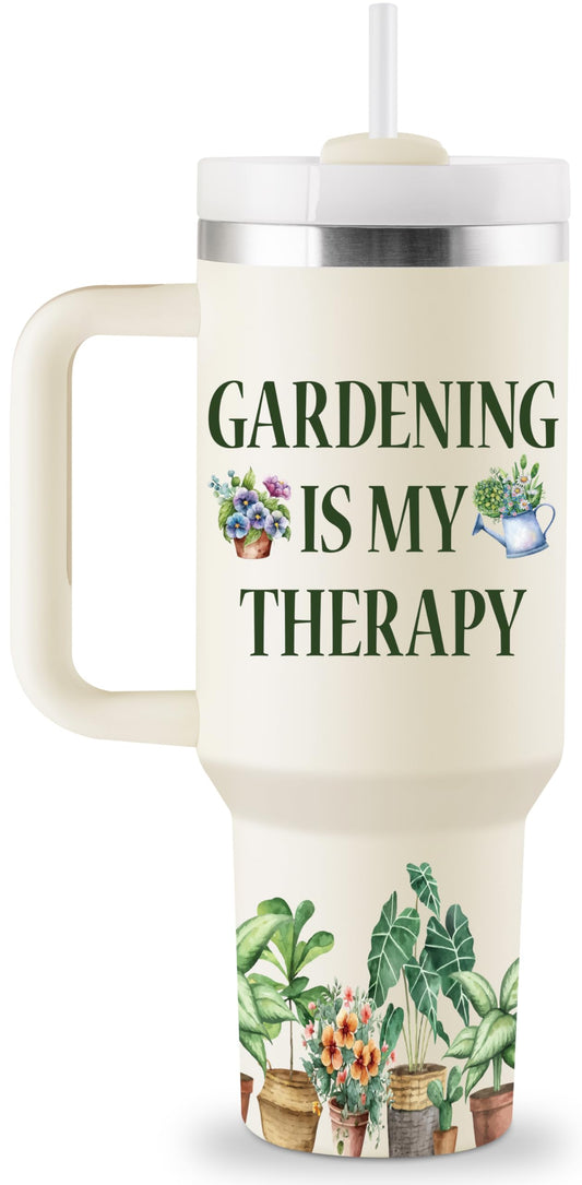 ROSTANTEN Gardening Gifts for Women - Plant Lovers Gifts - Garden Gift Women - Birthday Gardening Gift for Mom, Plant Lady, Gardeners - 40oz Travel Cup Insulated Tumbler with Lid and Straw