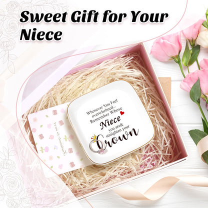 PUDDING CABIN Niece Gifts from Auntie, Jewelry Ring Holder Dish, Remember Whose Niece You Are, Birthday Mothers Day Gift