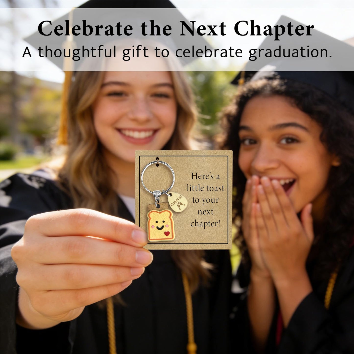 Next Chapter Gift for Women New Beginnings, Little Toast Keyring for Celebrations, Gifts for Teenage, New Job