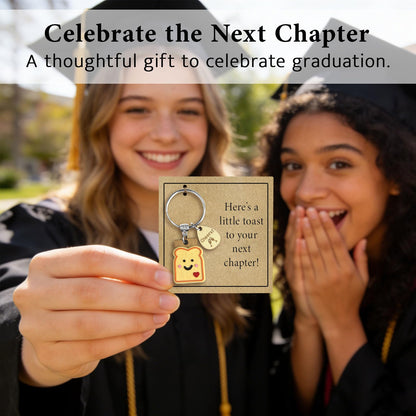 Next Chapter Gift for Women New Beginnings, Little Toast Keyring for Celebrations, Gifts for Teenage, New Job
