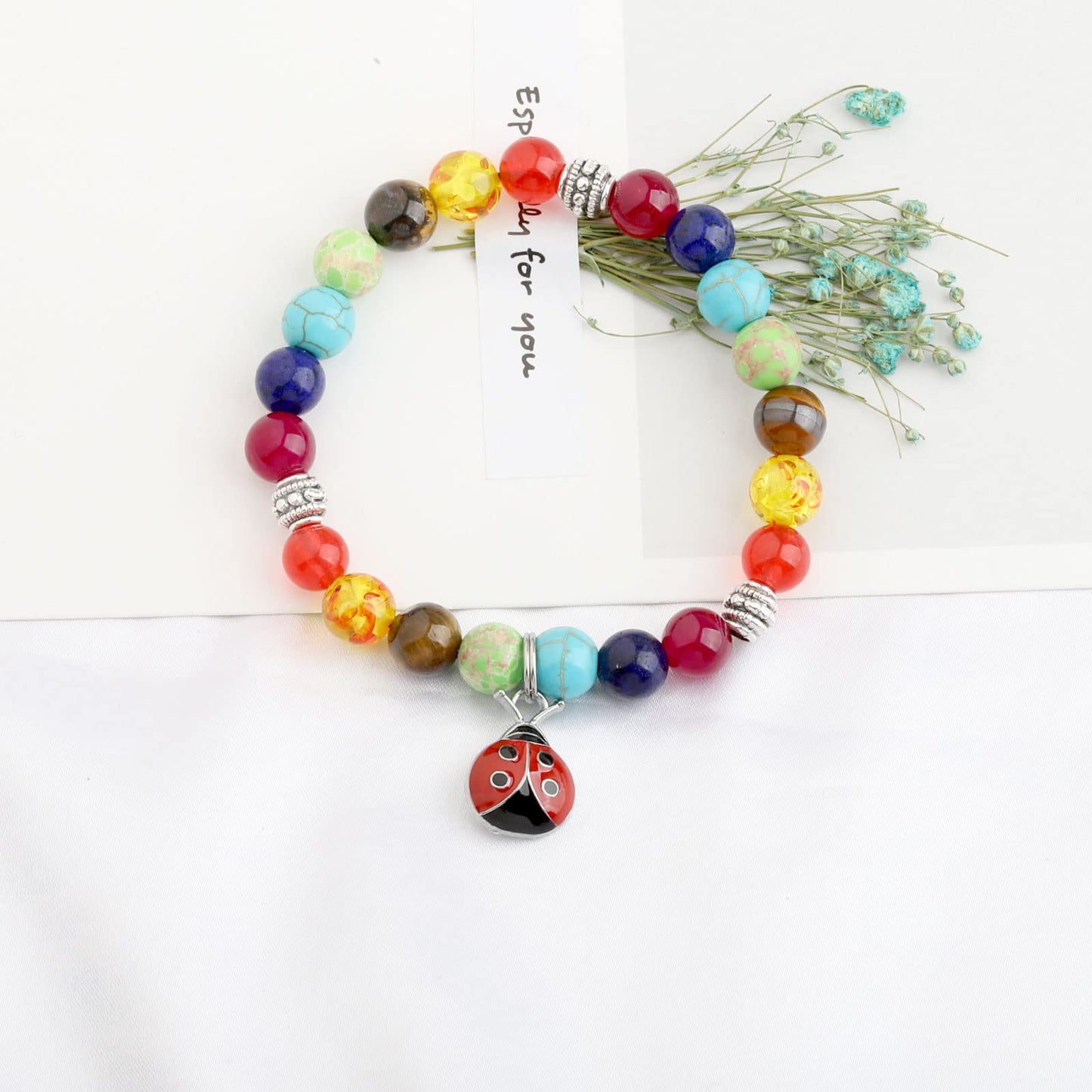 WSNANG Ladybug Bracelet Ladybug Pendant Necklace Ladybug Lover Gift Good Ladybug Jewelry Gift for Friends (Always Ladybug C-Br, 8 * 8cm)