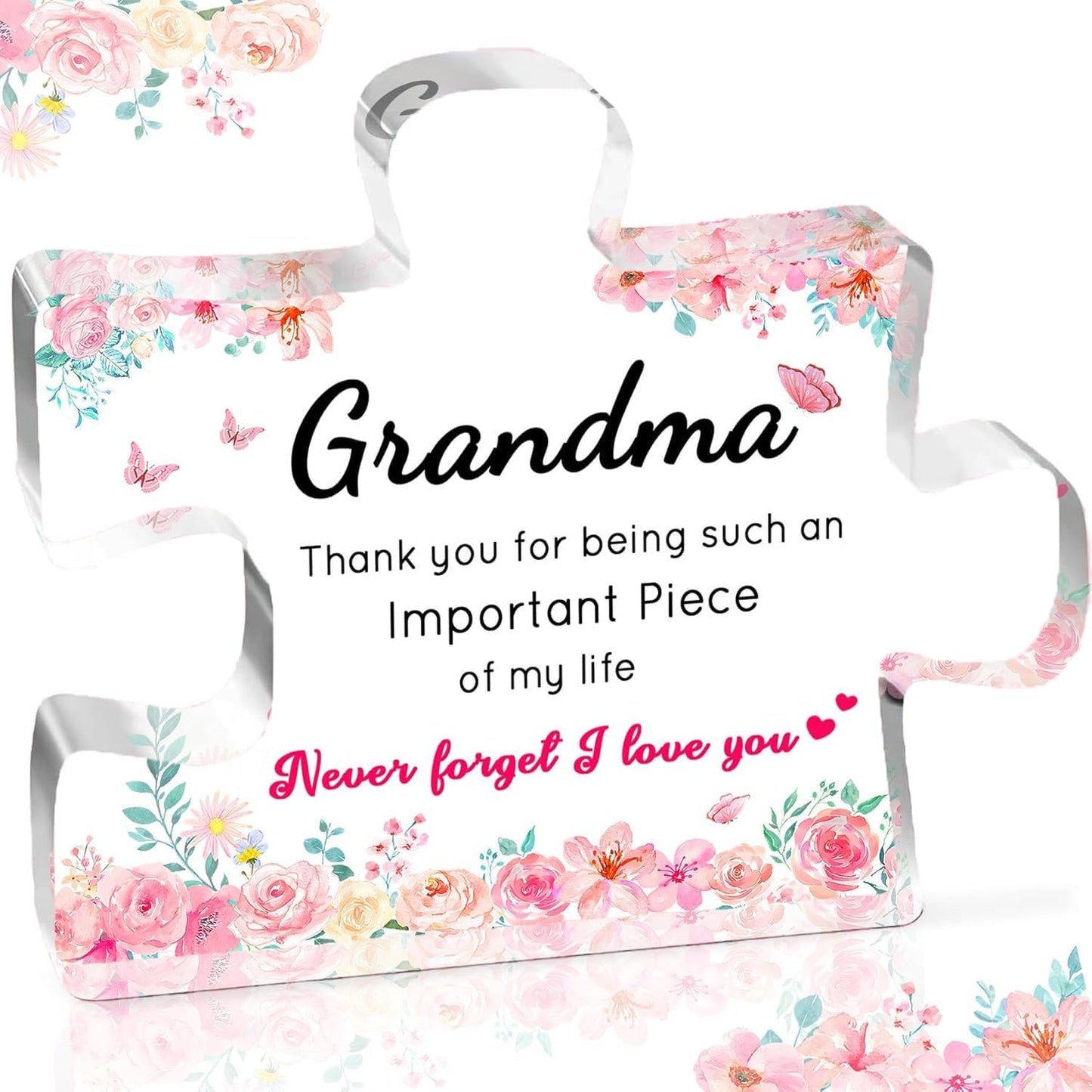 Birthday Gifts for Grandma, Grandma Gifts - Engraved Acrylic Puzzle Plaque, Valentines Christmas Mothers Day Present for Grandmother from Grandkids