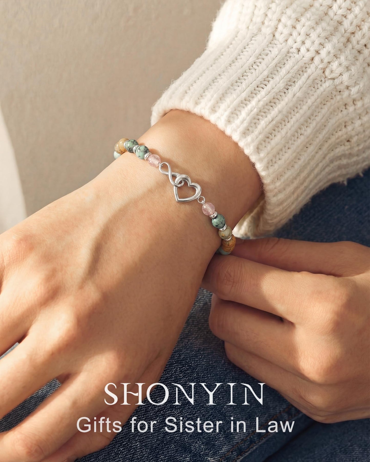 Shonyin Everlasting Heart Bracelet for Women Mother Daughter Girlfriend Sister In Law Gifts with Meaningful Card Valentines Birthday Christmas