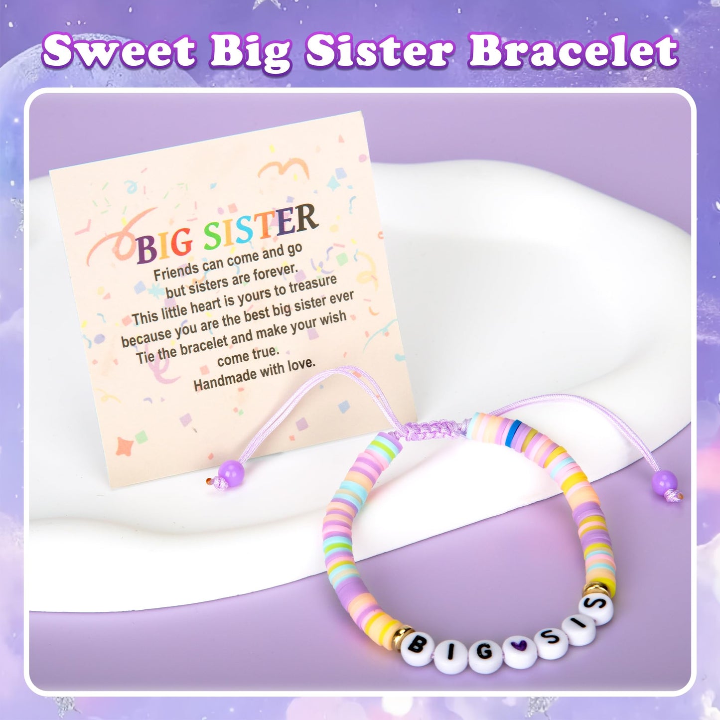 Big Sister Gifts for Girls – Purple Big Sister Gift Set with 20oz Water Bottle, Waist Bag, Baseball Cap & Bracelet, New Big Sister Gifts for Girls