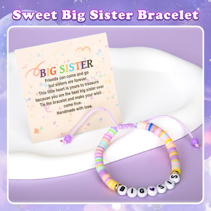Big Sister Gifts for Girls – Purple Big Sister Gift Set with 20oz Water Bottle, Waist Bag, Baseball Cap & Bracelet, New Big Sister Gifts for Girls