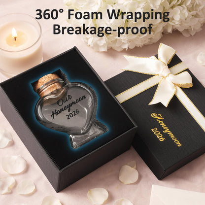 Honeymoon Sand Keepsake Jar 2026 - Heart-Shaped Glass Memory Jar with Exquisite Packaging - Wedding Gift for Newlyweds - Bridal Shower & Engagement