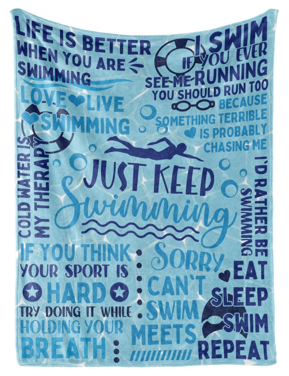 Huglanket Swimming Swimmer Gifts Blanket Throw - Gift for Women, Men, Teen Girls, Teammate, Coach - Just Keep, 50" x 65"