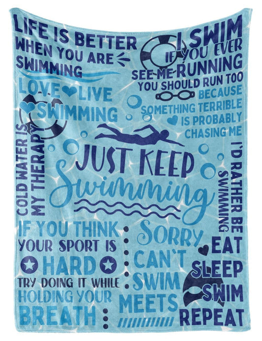 Huglanket Swimming Swimmer Gifts Blanket Throw - Gift for Women, Men, Teen Girls, Teammate, Coach - Just Keep, 50" x 65"